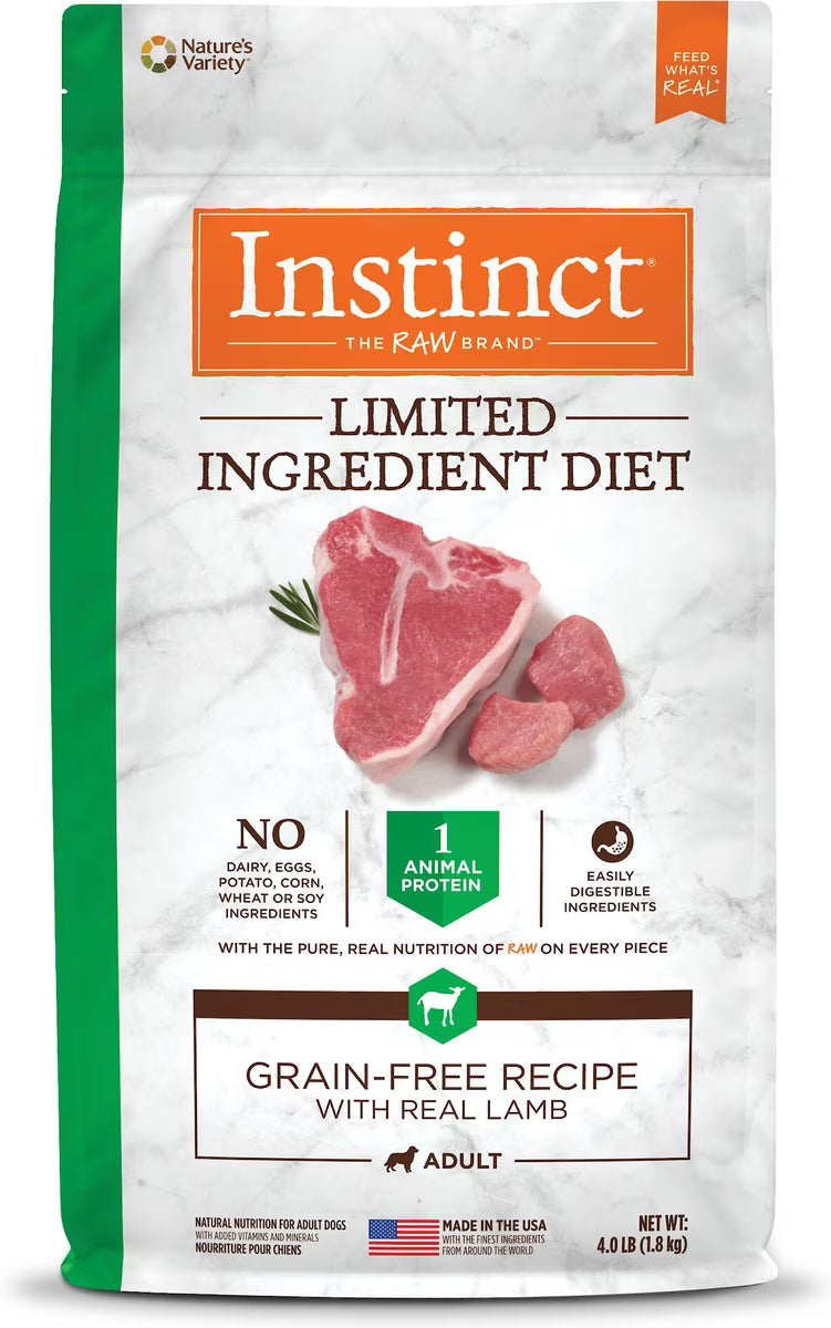 Instinct Limited Ingredient Diet Adult Grain-Free Real Lamb Recipe Dry Dog Food, 4-lb