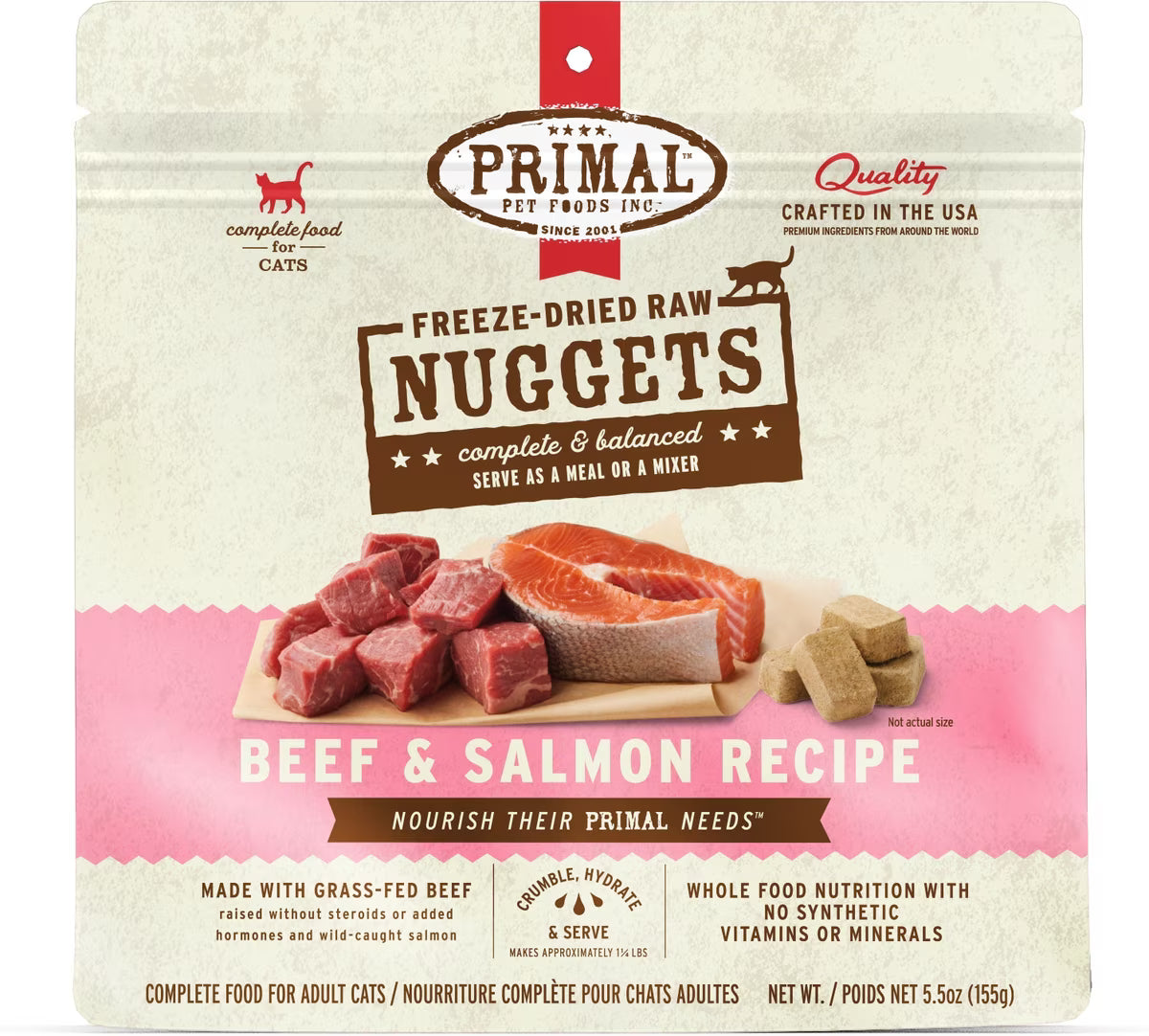 Primal Beef & Salmon Formula Nuggets Freeze-Dried Cat Food 5.5oz