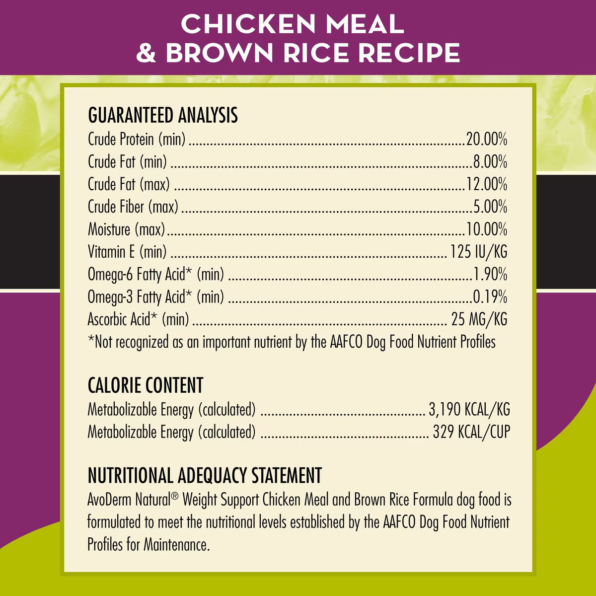 AvoDerm Weight Support Chicken Meal & Brown Rice Recipe Dry Dog Food 4.4lb