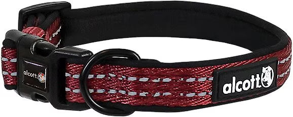 Alcott Adventures Reflective Dog Collar Bright Red Small