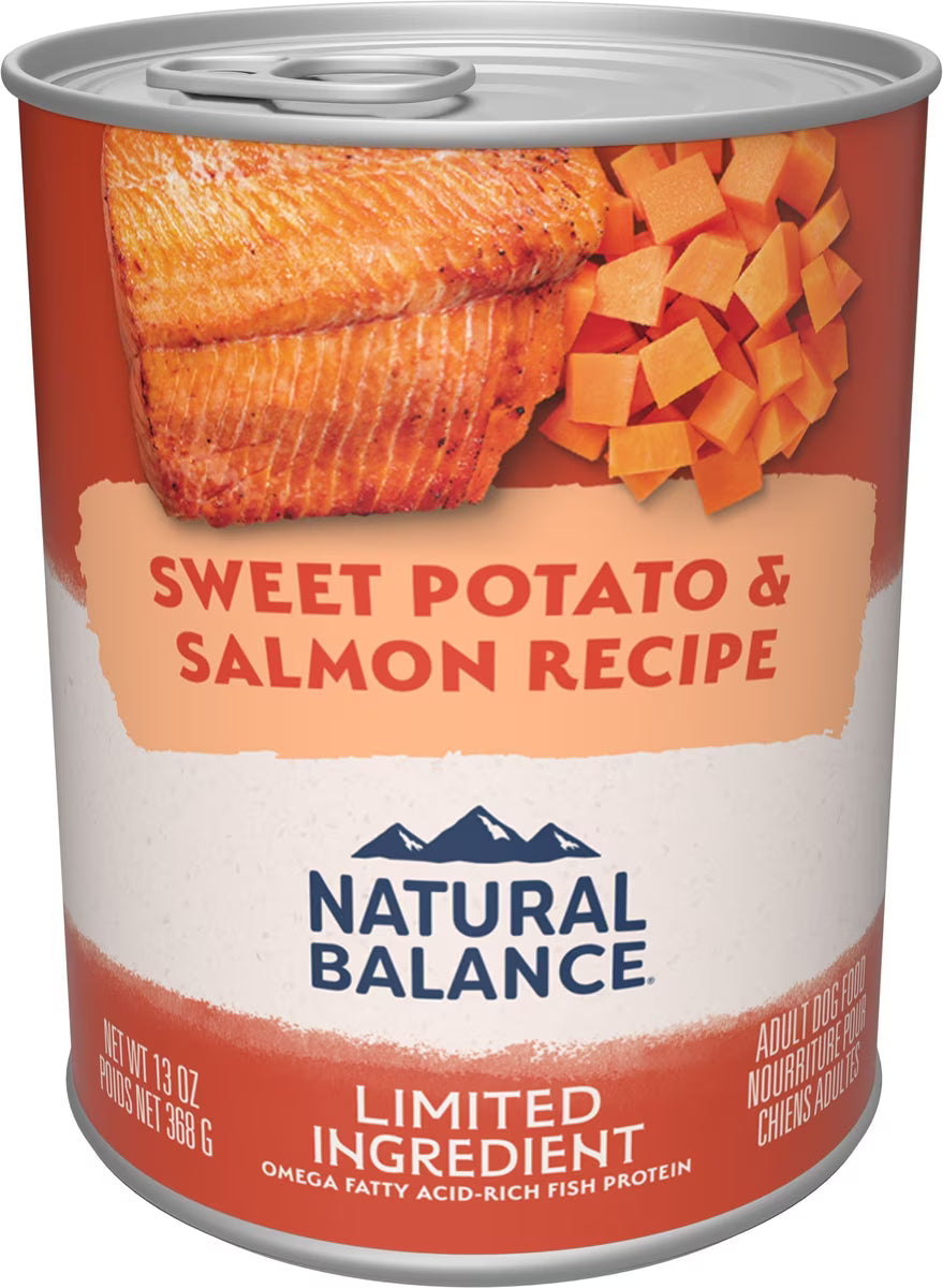 Natural Balance Limited Ingredient Grain-Free Sweet Potato & Salmon Wet Dog Food 13 oz cans case