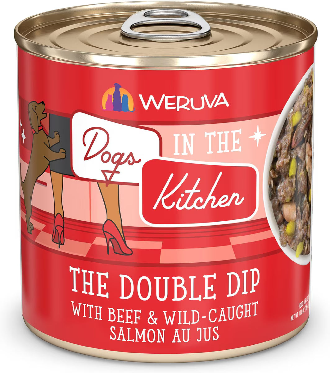 Weruva Dogs in the Kitchen The Double Dip with Beef & Wild Caught Salmon Au Jus Grain-Free Canned Dog Food 10oz