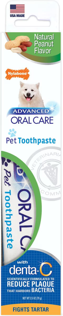 Nylabone Advanced Oral Care Natural Peanut Flavor Dog Toothpaste 2.5oz