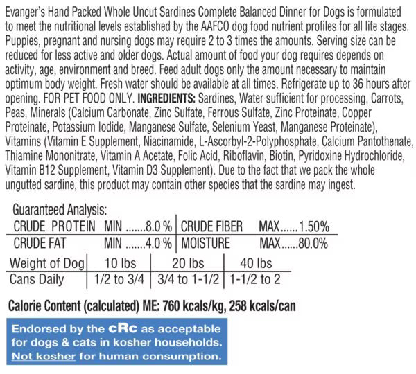 Evanger's Grain-Free Hand Packed Catch of the Day Canned Dog Food 12oz