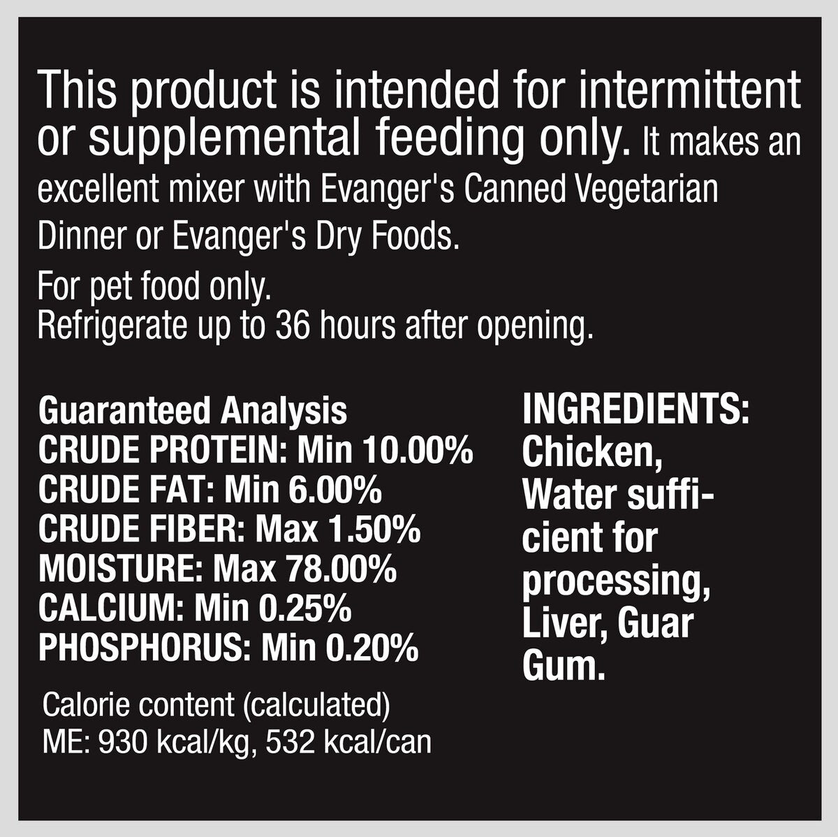 Evanger's Grain-Free Chicken Canned Dog & Cat Food, 6-oz