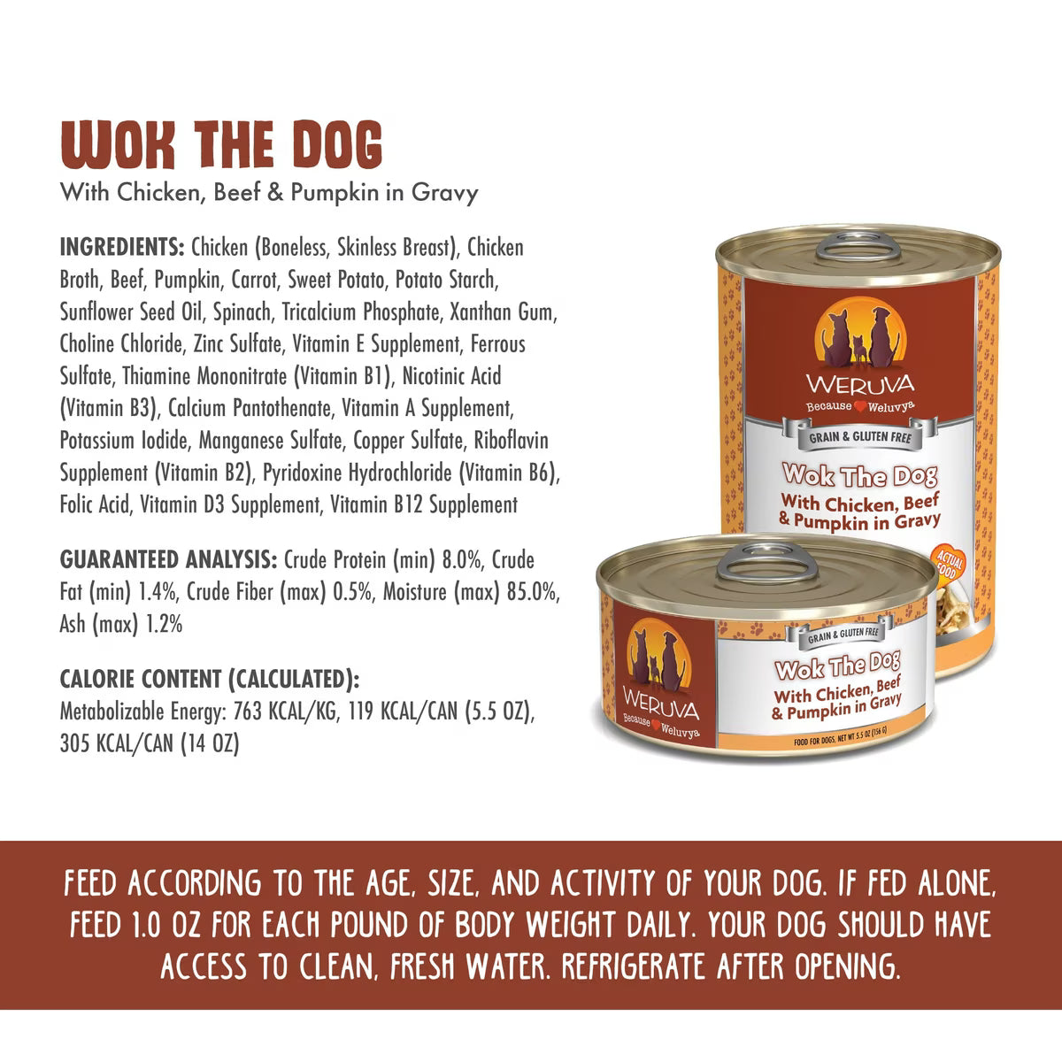 Weruva Wok the Dog with Chicken, Beef & Pumpkin in Gravy Grain-Free 5.5oz