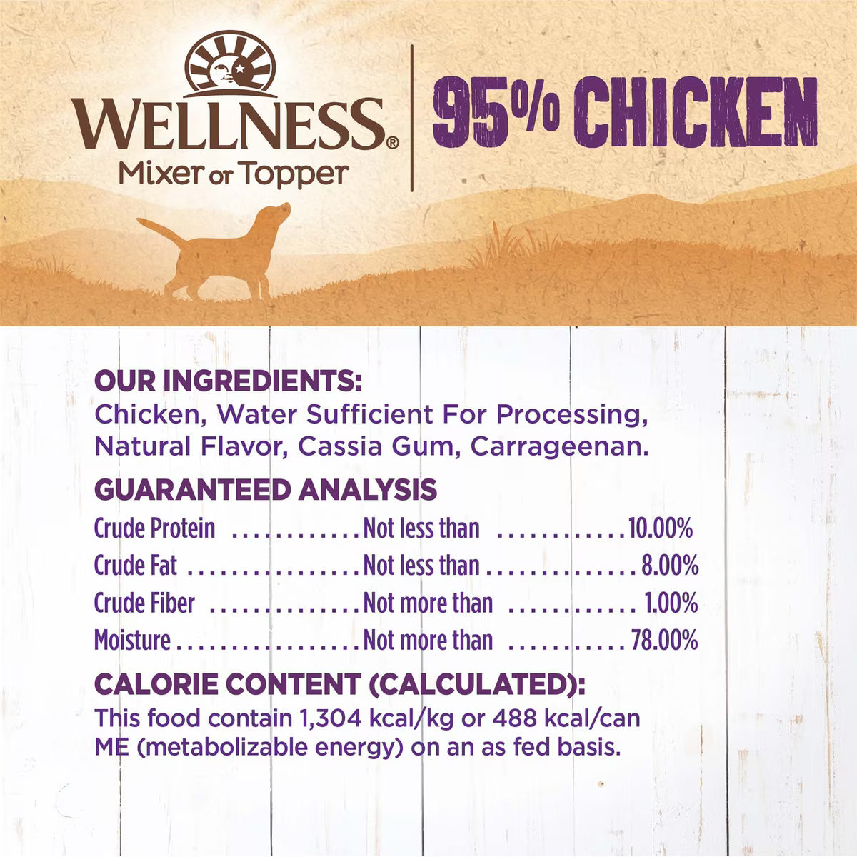 Wellness 95% Chicken Grain-Free Natural Canned Dog Food 13.2oz
