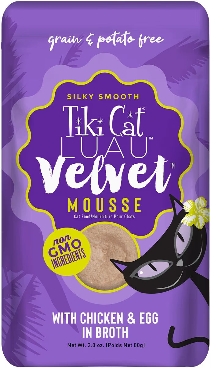 Tiki Cat Luau Velvet Mousse Chicken & Egg Grain-Free Wet Cat Food, 2.8-oz pouch, case of 12