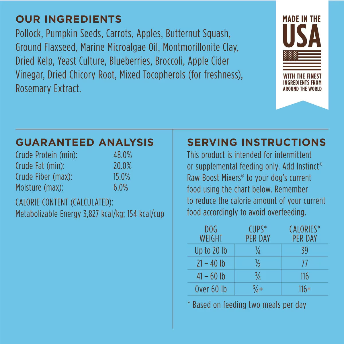 Instinct Raw Boost Mixers Wild Caught Alaskan Pollock Recipe High-Protein Grain-Free Freeze-Dried Dog Food Topper 5oz