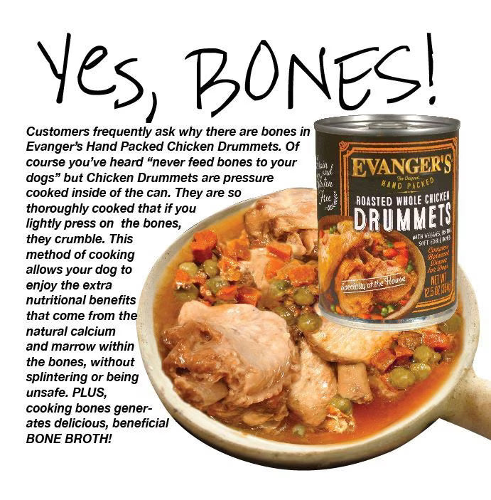 Evanger's Grain-Free Roasted Whole Chicken Drummets Dinner Canned Dog Food 12oz