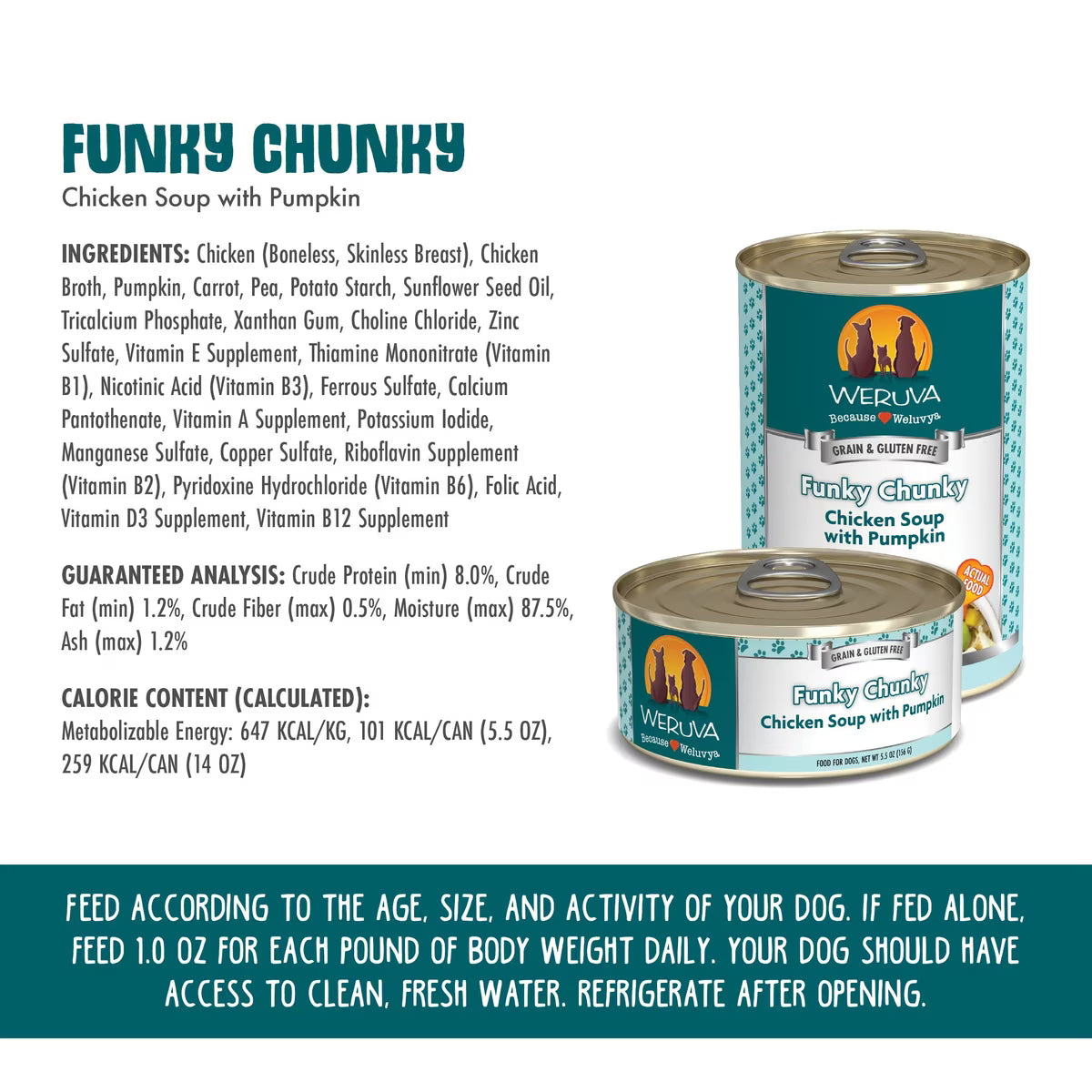 Weruva Funky Chunky Chicken Soup with Pumpkin Grain-Free Canned Dog Food 5.5 oz