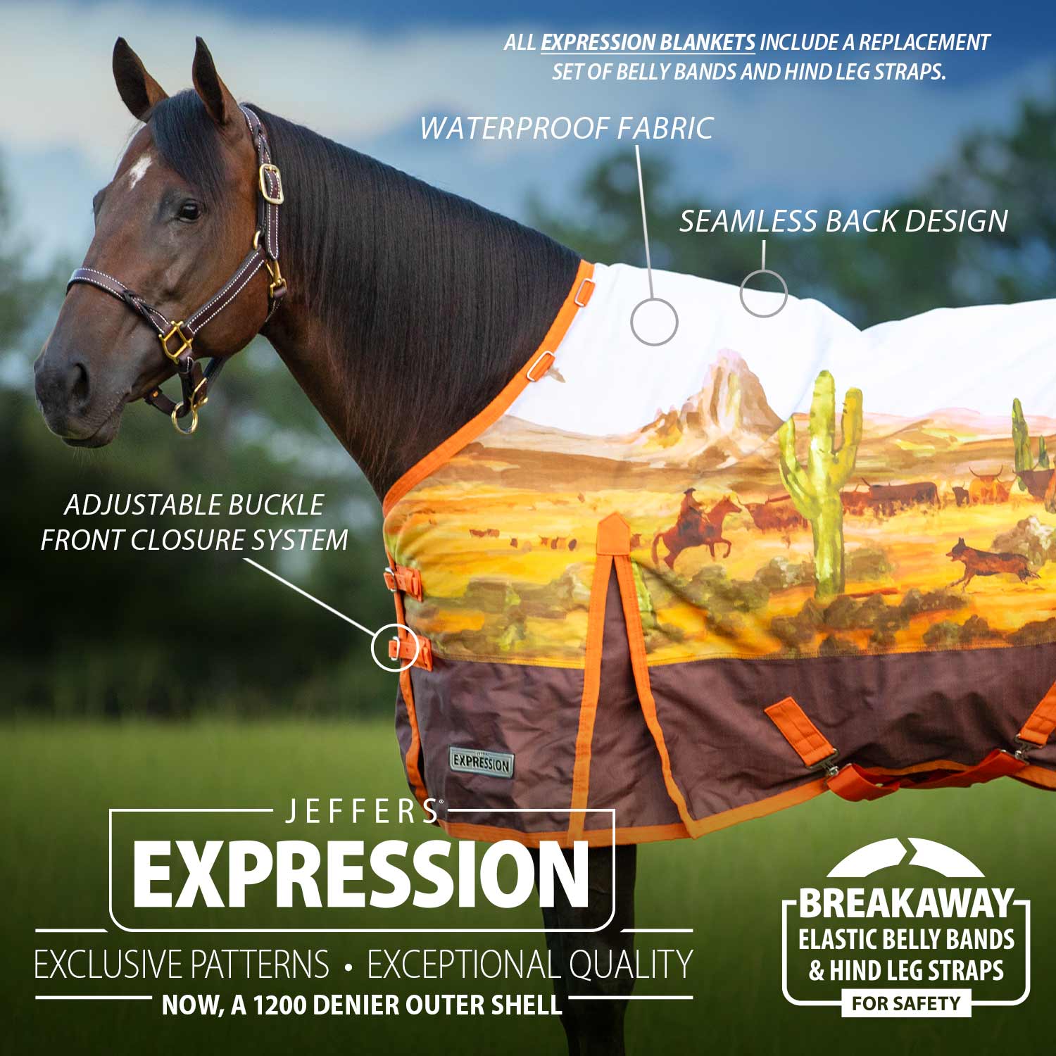 Expression 1200 Denier Standard Neck Horse Turnout Sheet, 0 Gram