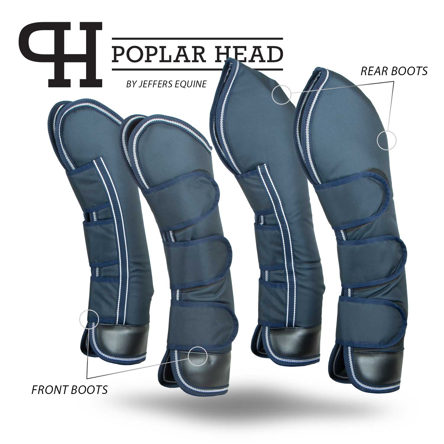 Poplar Head Horse Shipping Boots, 4-Pack with Carry Bag
