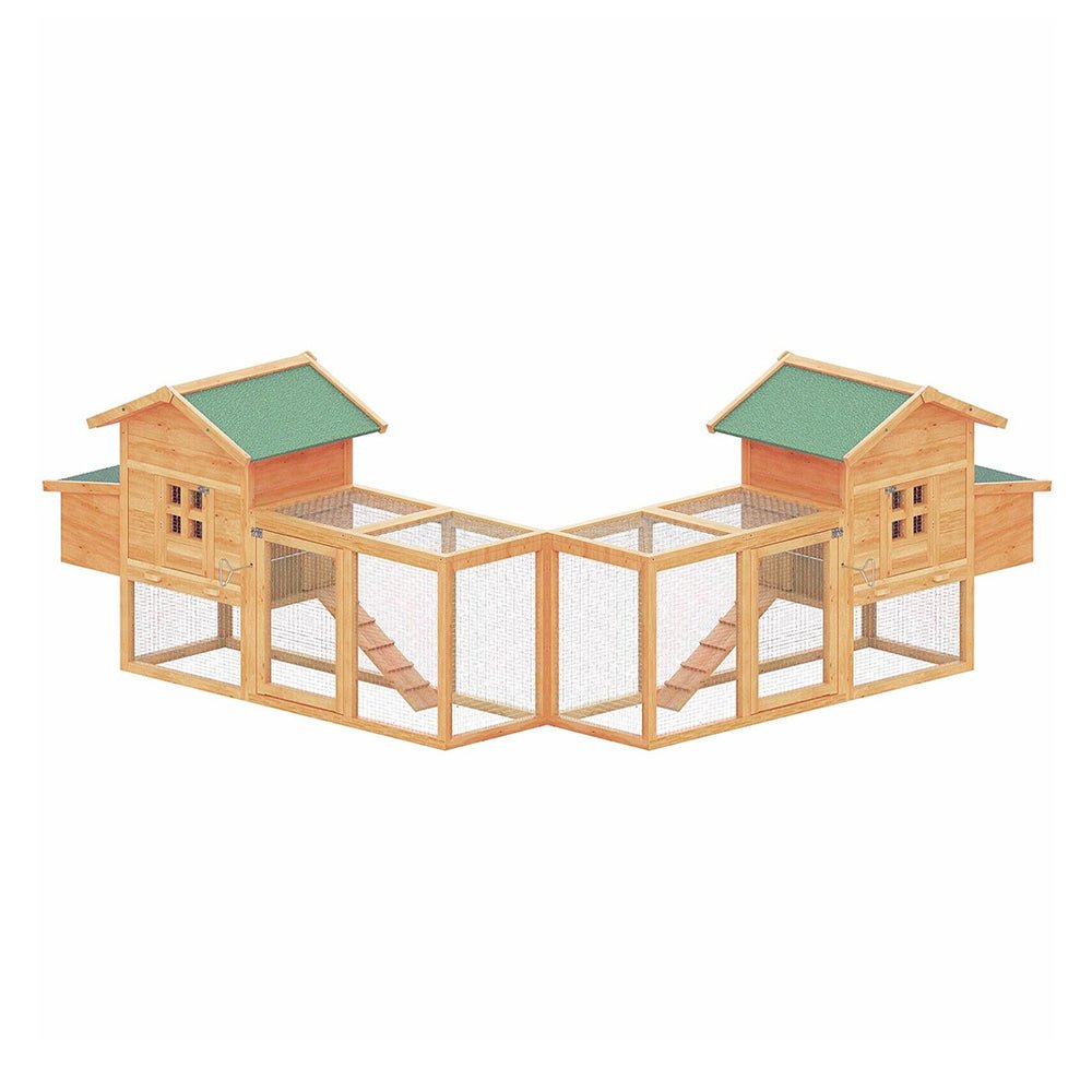 Large 160-Inch Wooden Backyard Hen Chicken Coop Enclosure W/ Nest Box & Run