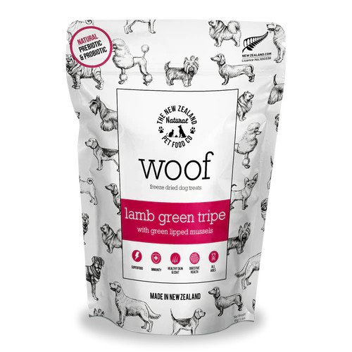 New Zealand Natural Pet Food Woof Lamb Green Tripe Freeze-Dried Dog Treats, 1.4 oz