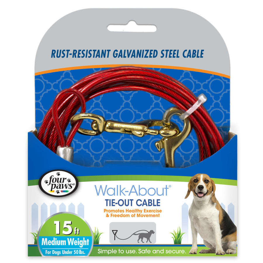 TIE-OUT CABLE 15 FT MED
