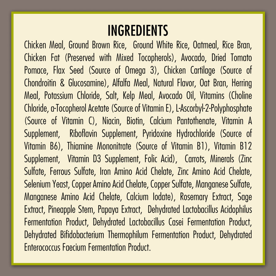 AvoDerm Natural Chicken Meal & Brown Rice - Senior Dry Dog Food 1ea/26 lb