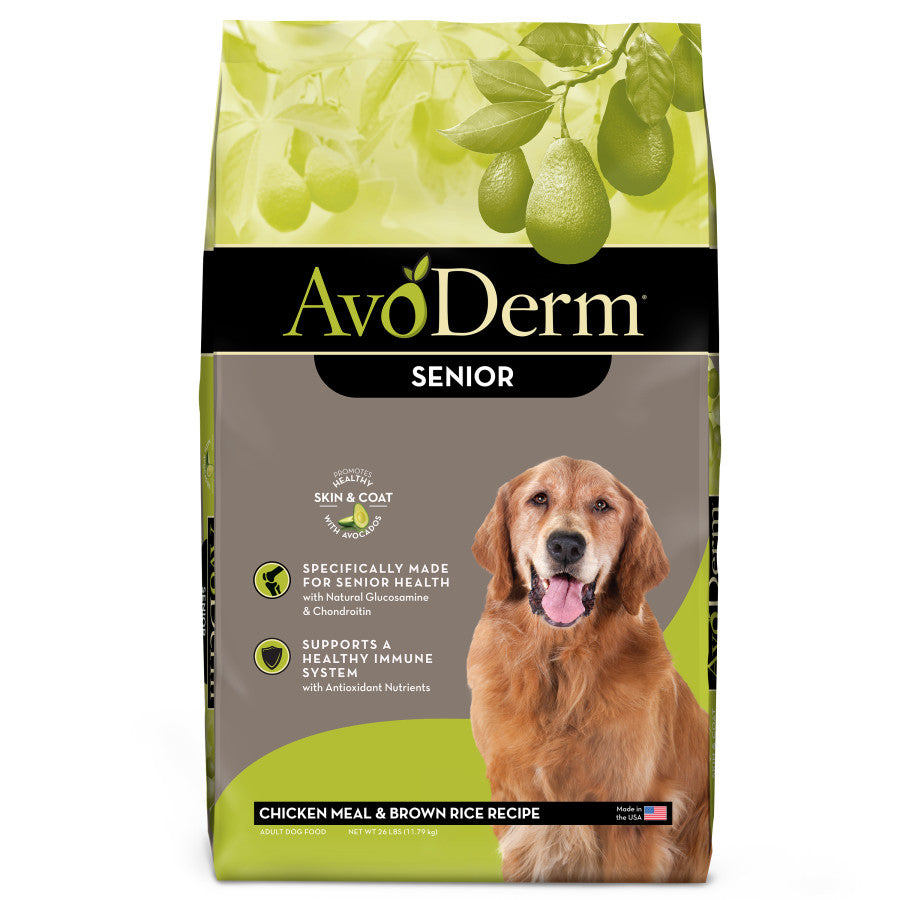 AvoDerm Natural Chicken Meal & Brown Rice - Senior Dry Dog Food 1ea/26 lb