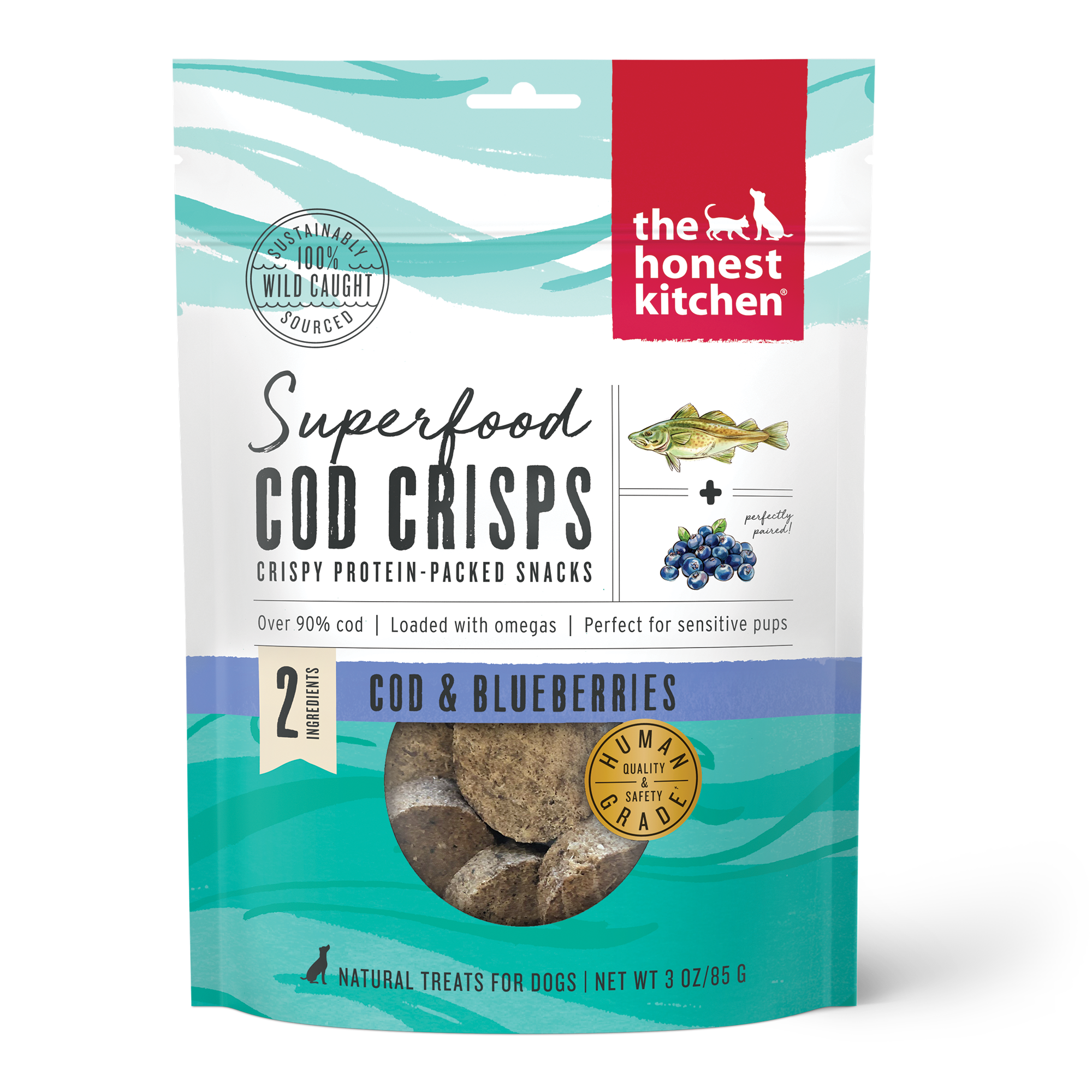 The Honest Kitchen Superfood Cod Crisps - Blueberry Treat 3oz