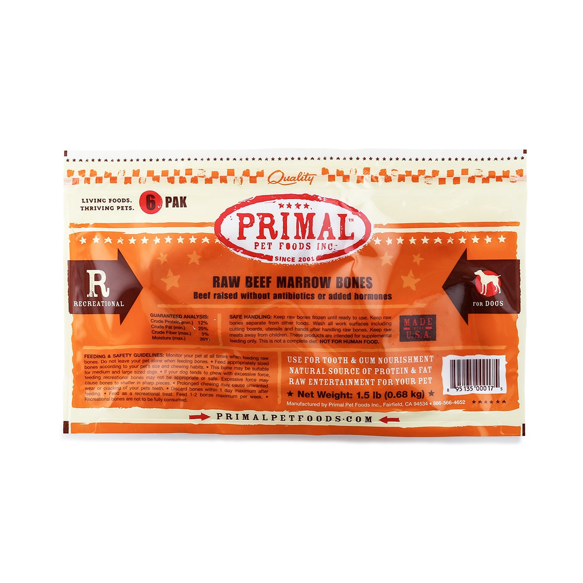 PRIMAL RAW BF BONE 2" 6PK