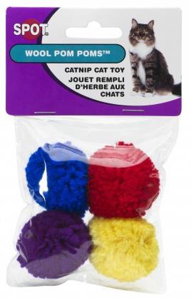 WOOL POMPOM CAT TOY 4PK