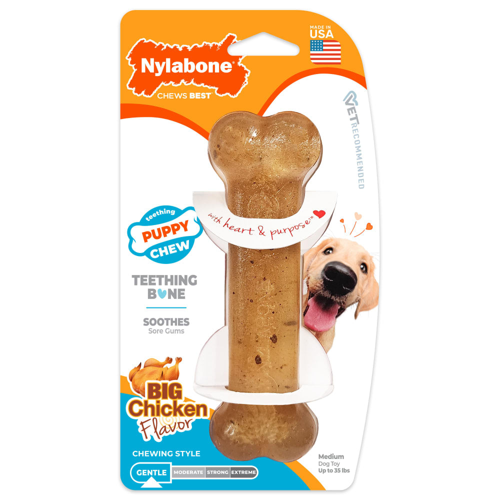 Nylabone Puppy Chew Bone Chicken Flavored Wolf