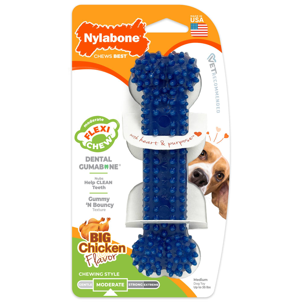 Nylabone Flexi Chew Gumabone Textured Dental Chicken Flavored Dog Chew Wolf