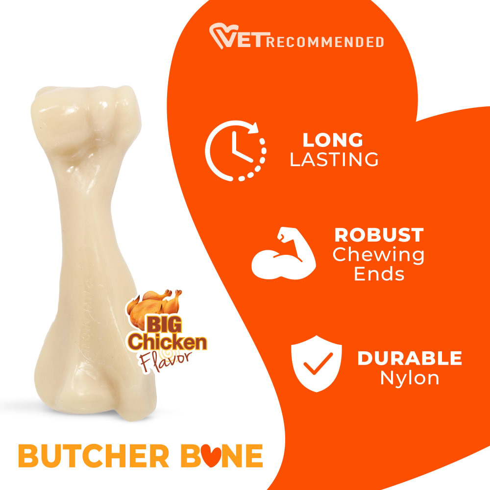 Nylabone Power Chew Butcher Bone Chicken Flavored Big Dog Chew