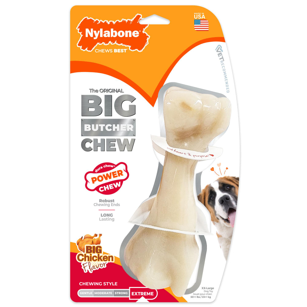 Nylabone Power Chew Butcher Bone Chicken Flavored Big Dog Chew
