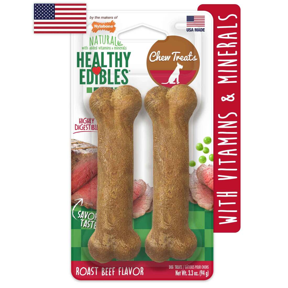 Nylabone Beef Flavor Chew 2ct