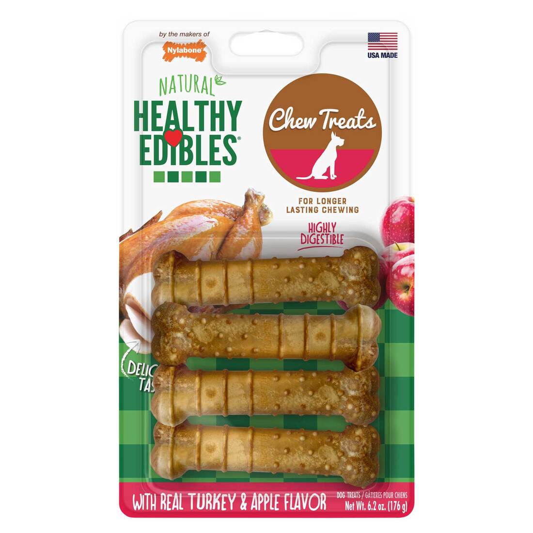 Nylabone Turkey & Apple 4 ct