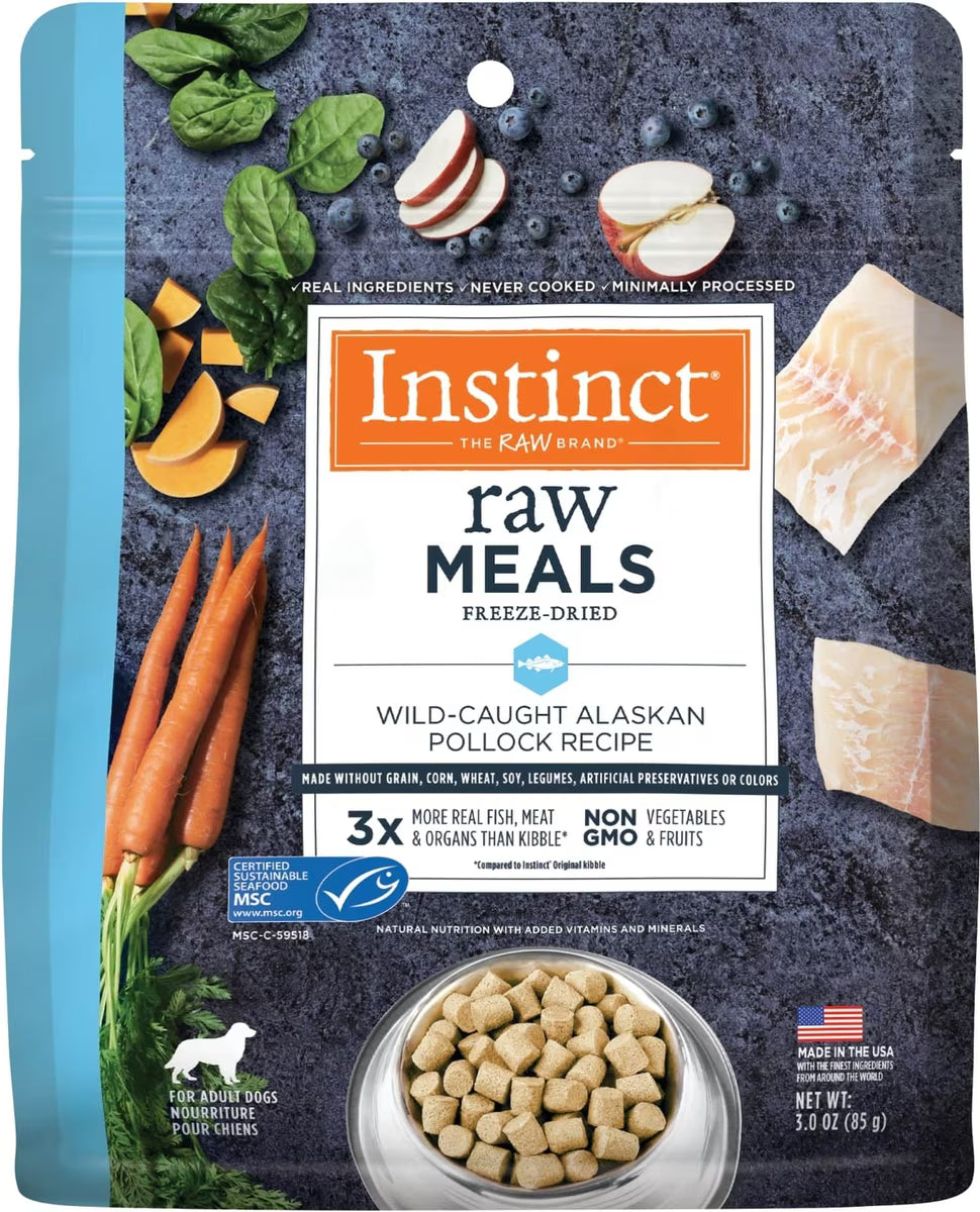 Instinct FreshDried Bites Grain-Free Wild-Caught Alaskan Pollock Recipe Dog Food, 3-oz