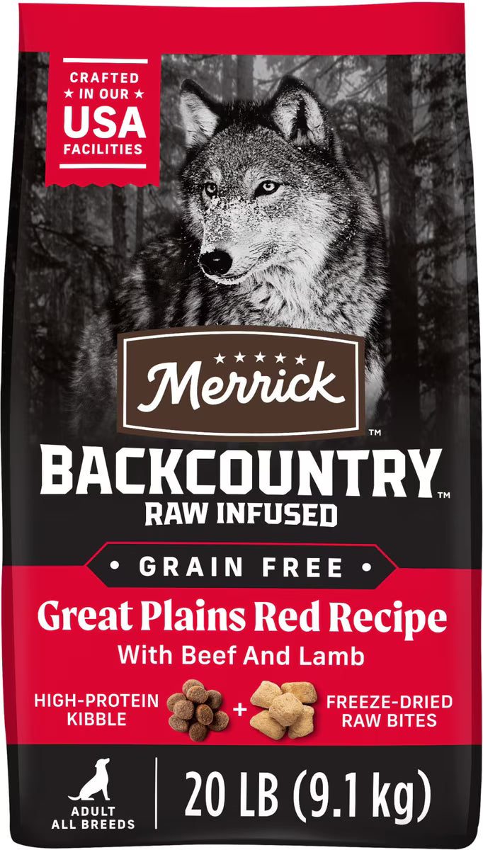 Merrick Backcountry Raw Infused Grain-Free Great Plains Red Recipe Freeze-Dried Dog Food 20lb