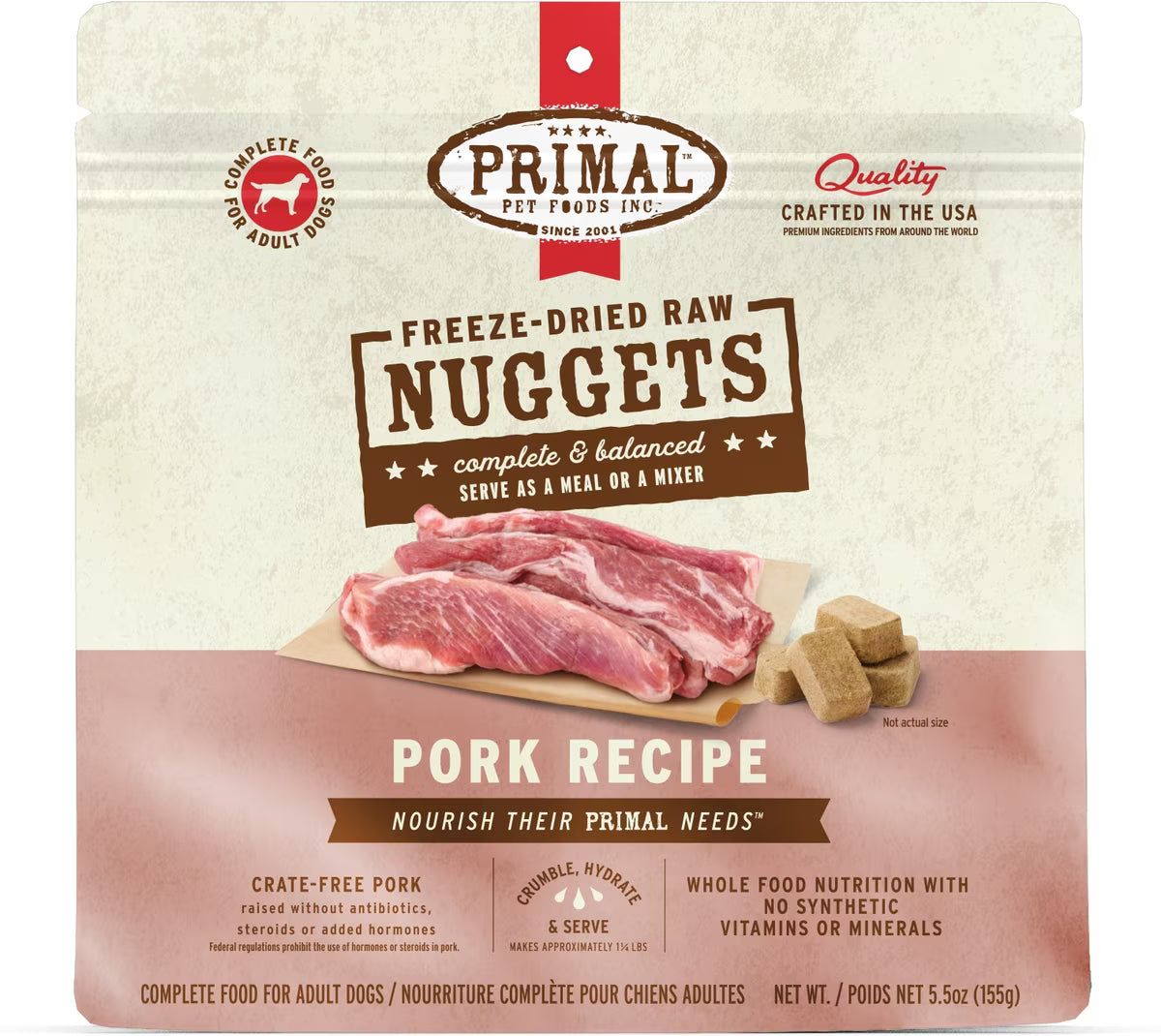 Primal Pork Formula Nuggets Grain-Free Raw Freeze-Dried Dog Food 5.5oz