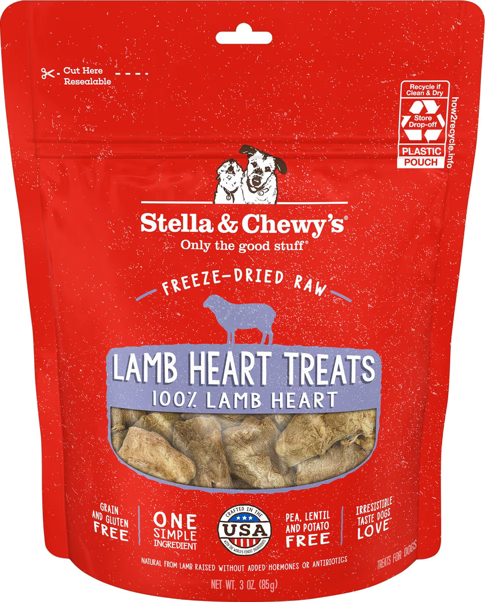 Stella & Chewy's Freeze-Dried Lamb Hearts Dog Treats 3oz