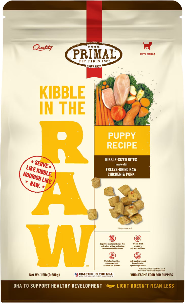 Primal Kibble in the Raw Recipe Non-GMO Freeze-Dried Puppy Food 1.5lbs