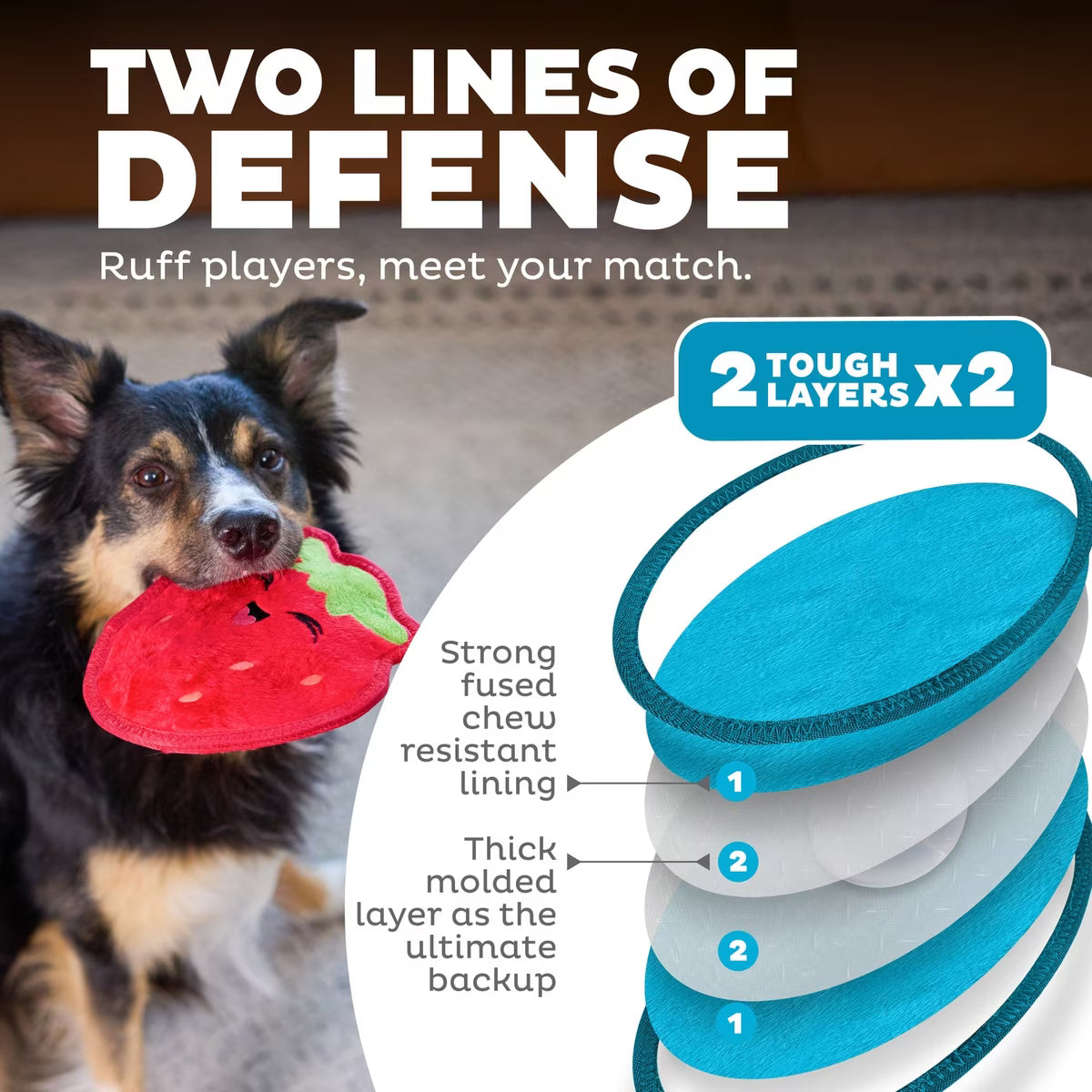 Outward Hound Tough Skinz Durable Squeaky Strawberry Dog Toy Medium
