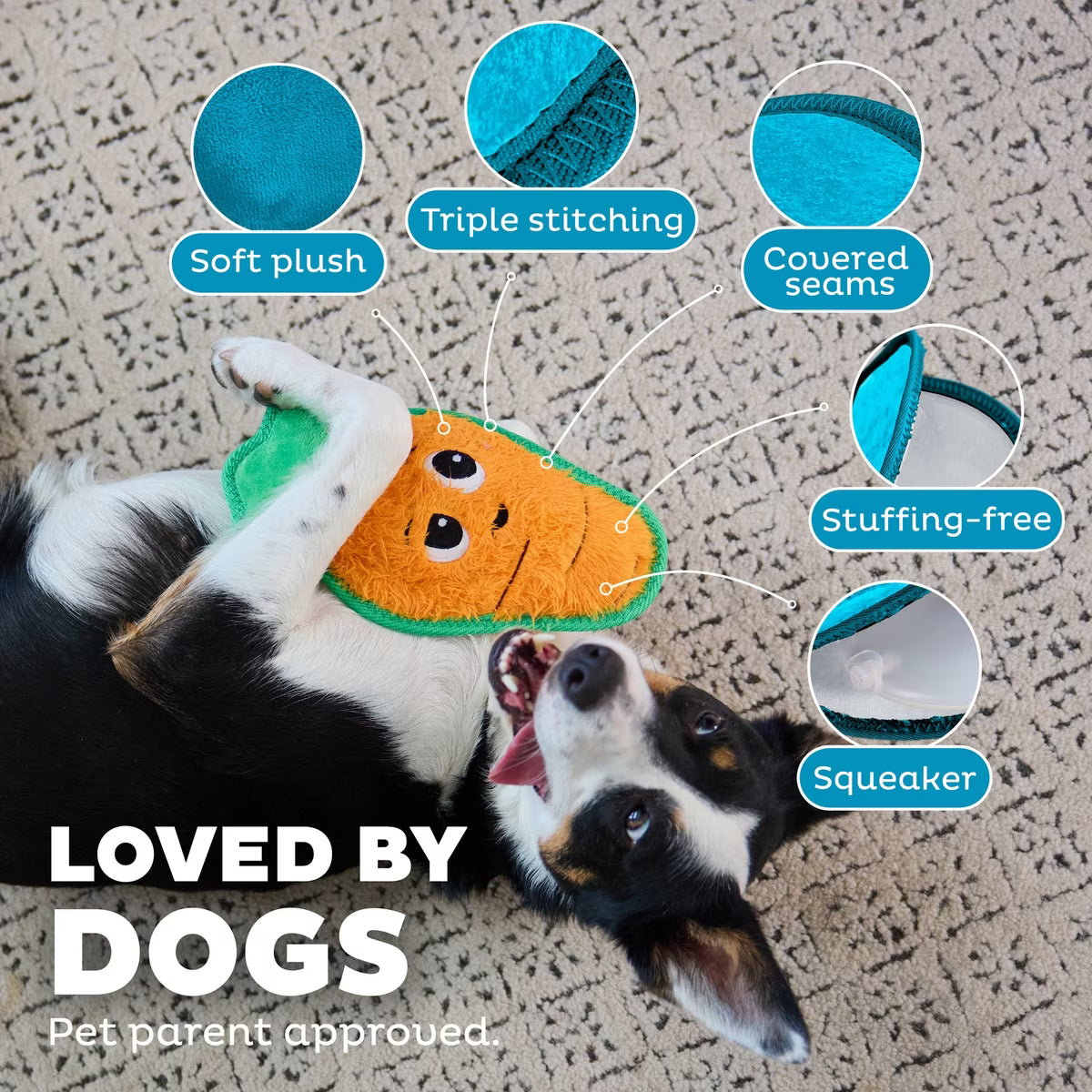 Outward Hound Tough Skinz Durable Carrot Dog Toy