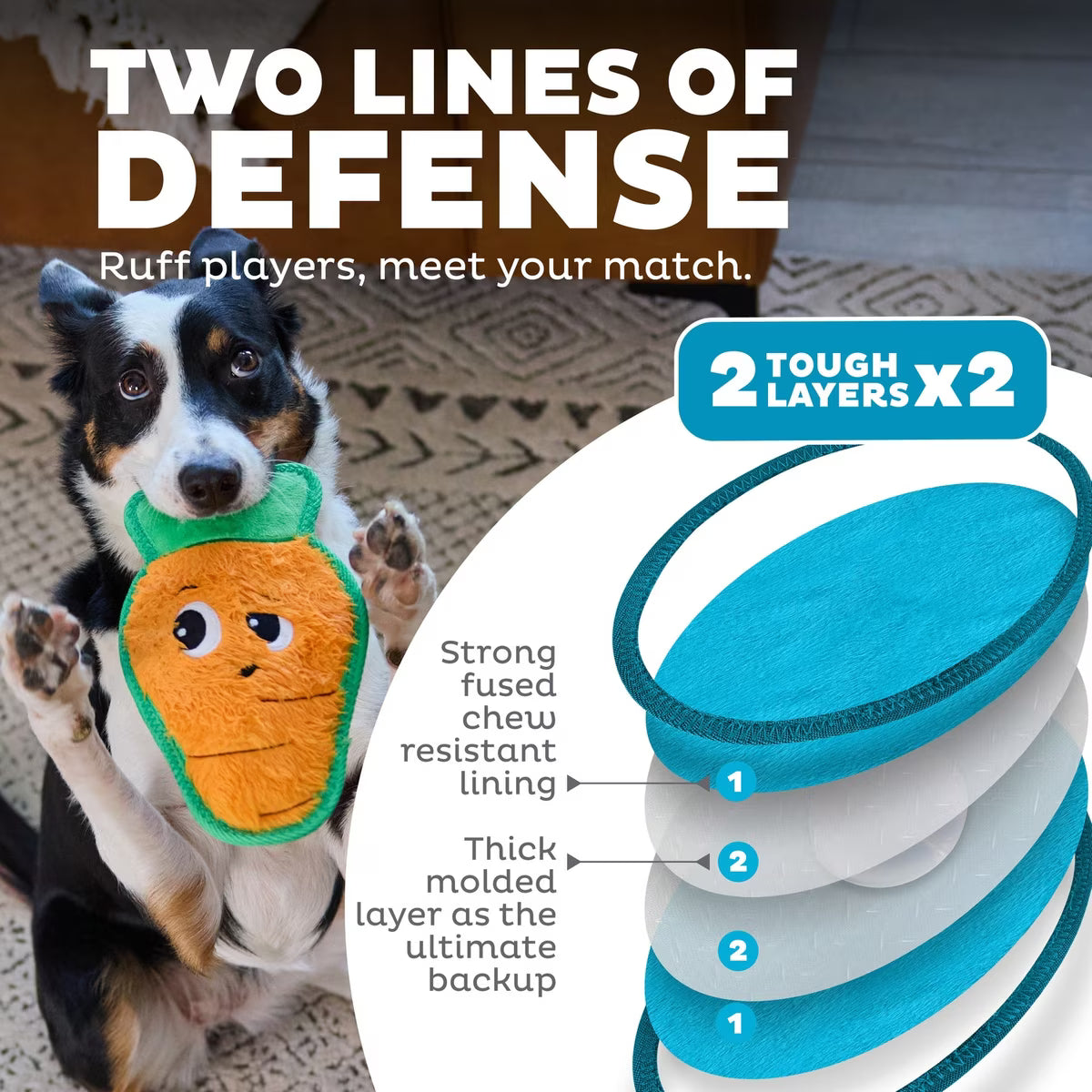 Outward Hound Tough Skinz Durable Carrot Dog Toy