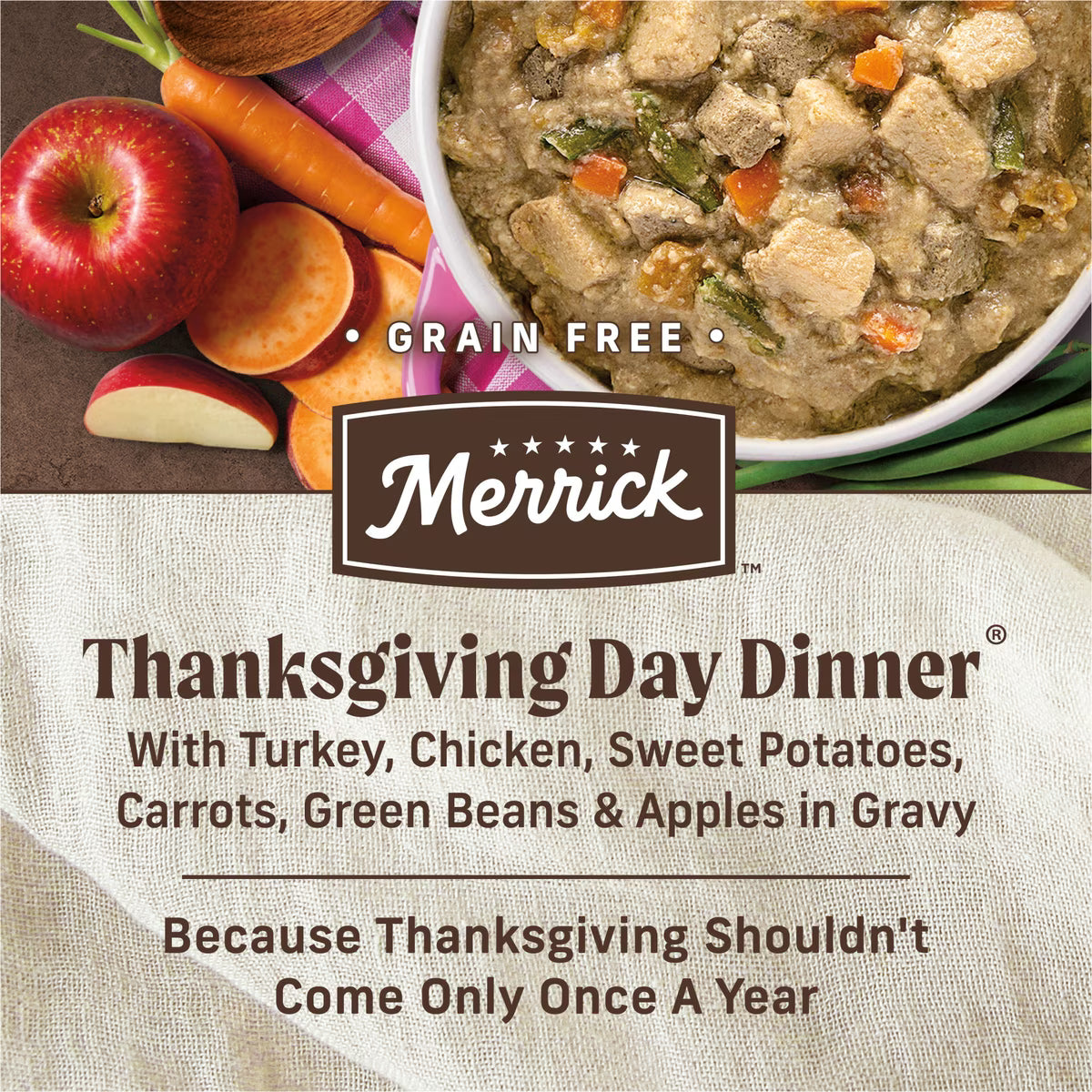 Merrick Grain-Free Wet Dog Food Thanksgiving Day Dinner  12.7oz