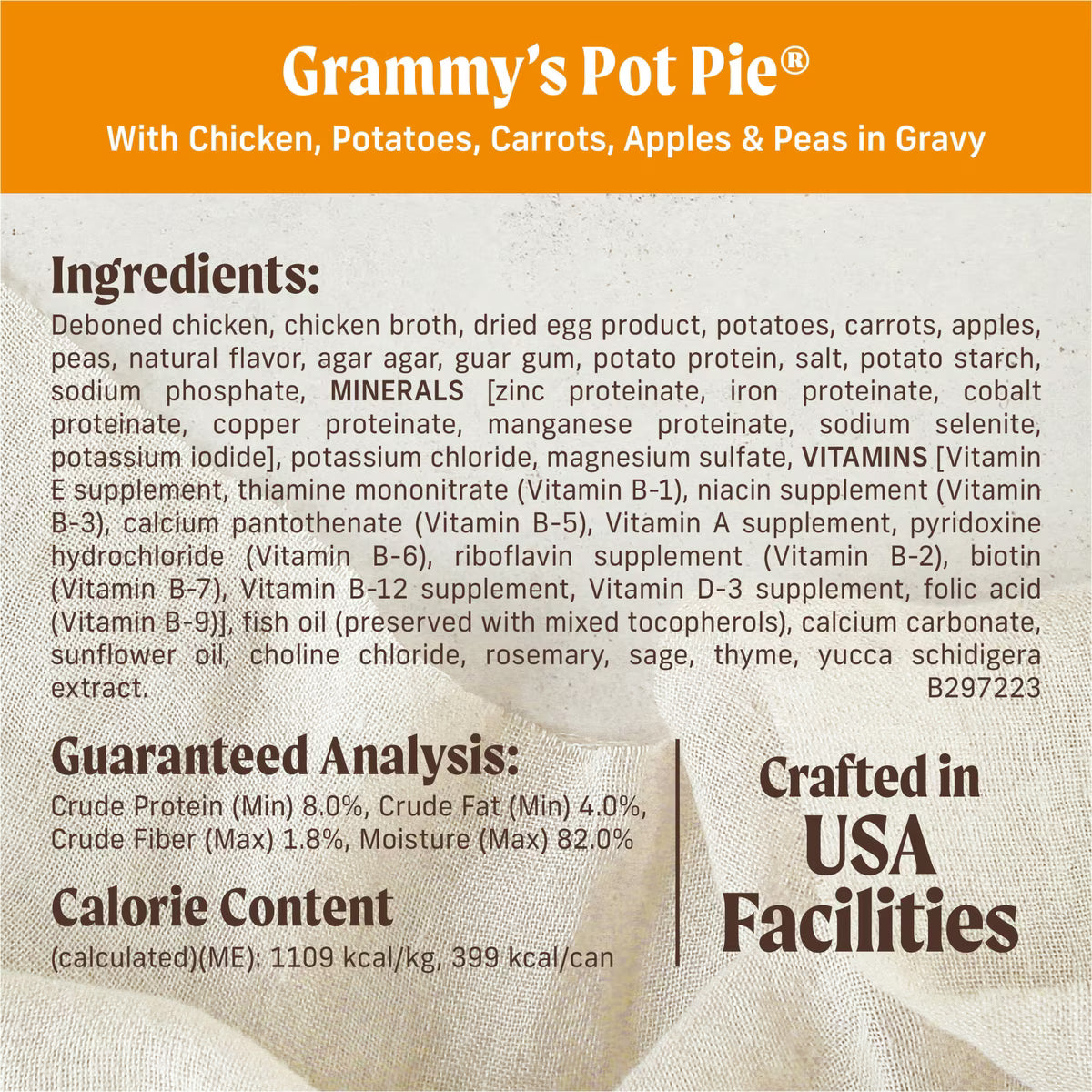 Merrick Grain-Free Canned Dog Food Grammy's Pot Pie 13oz