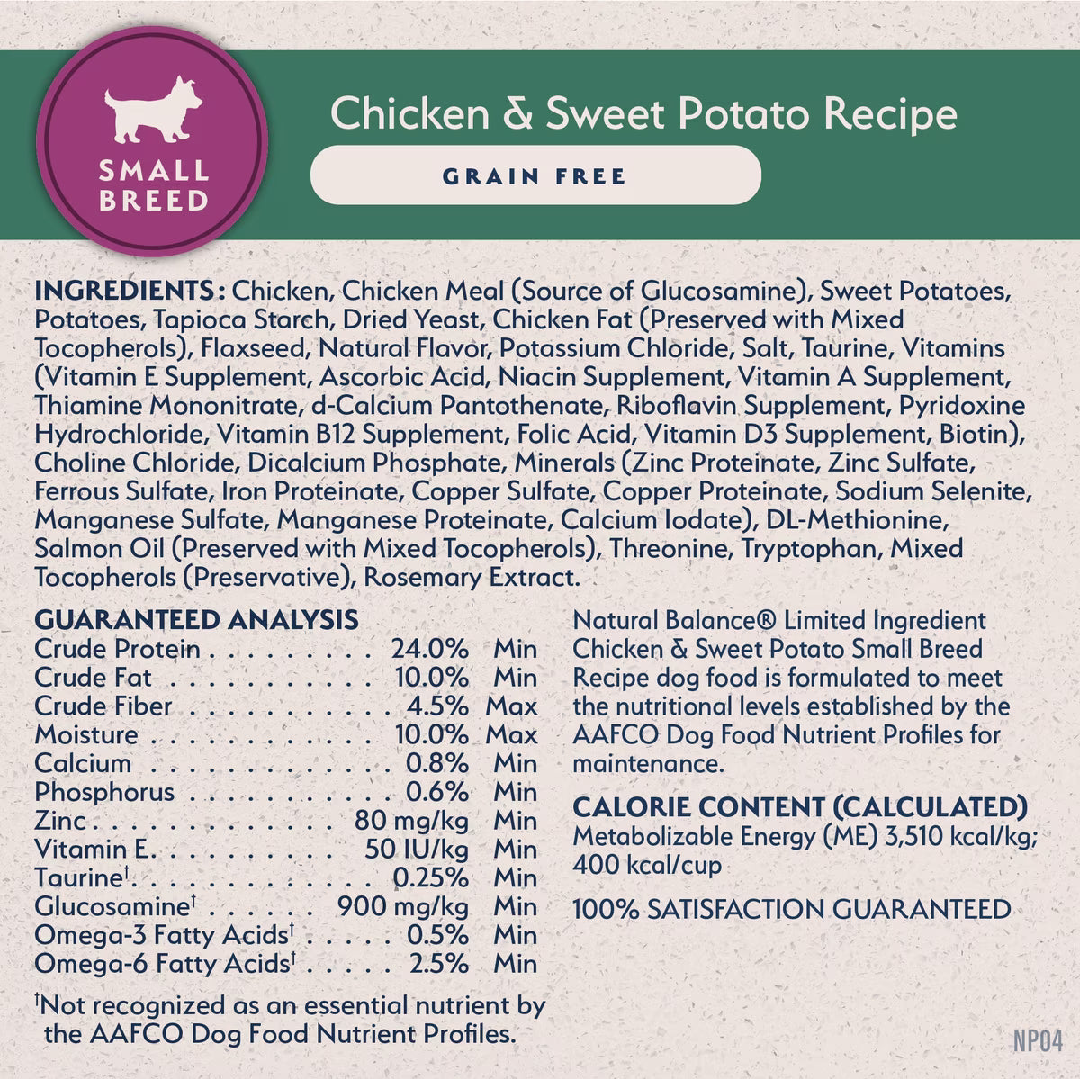 Natural Balance Chicken & Sweet Potato Recipe Small Breed Bites Grain-Free Dry Dog Food 12lb