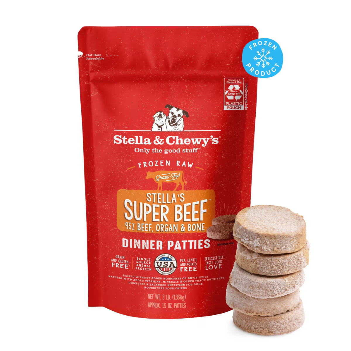 Stella & Chewy's Stella's Super Beef Patties Frozen Raw Dog Food 6lb