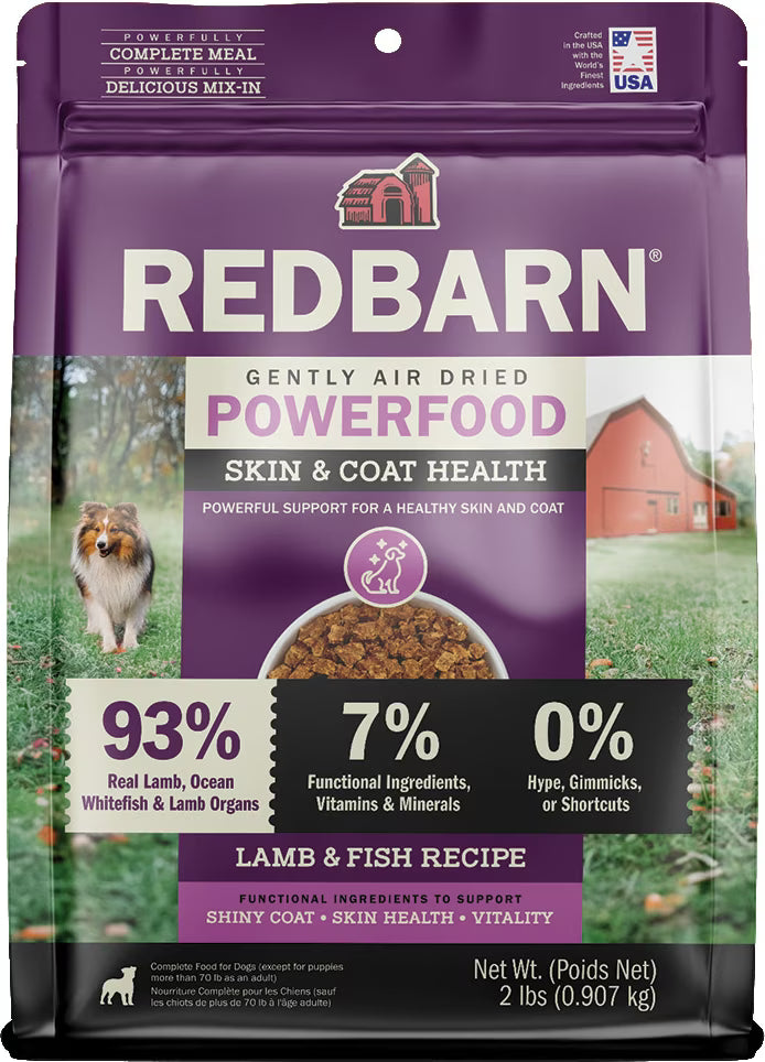 Redbarn Powerfood Skin & Coat Fish & Lamb Gently Air-Dried Dog Food  2lb