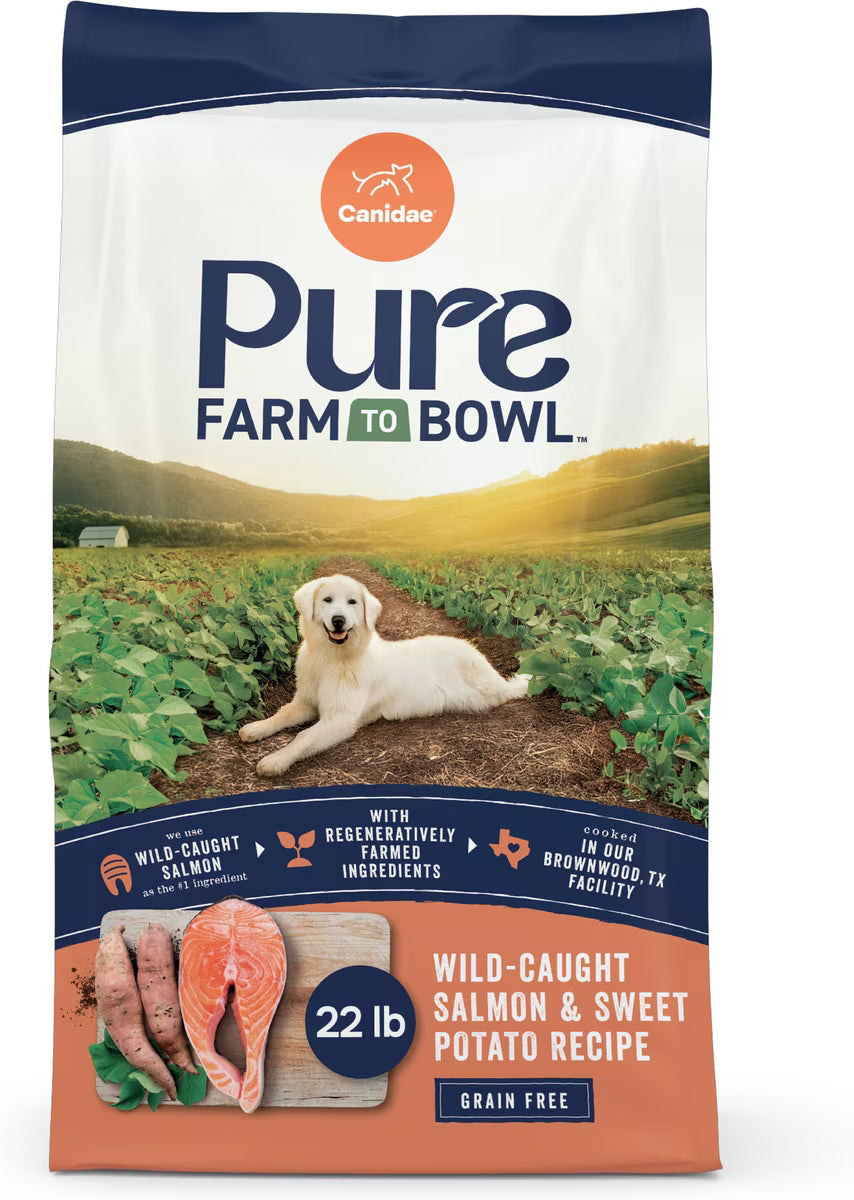 Canidae Pure Farm to Bowl Wild-Caught Salmon & Sweet Potato Recipe Dry Dog Food 22lb