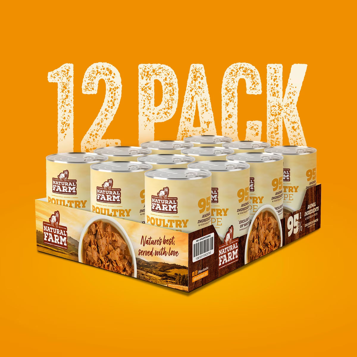 Natural Farm Adult Grain-Free 95% Animal Ingredients Chicken Recipe Canned Wet Dog Food Case