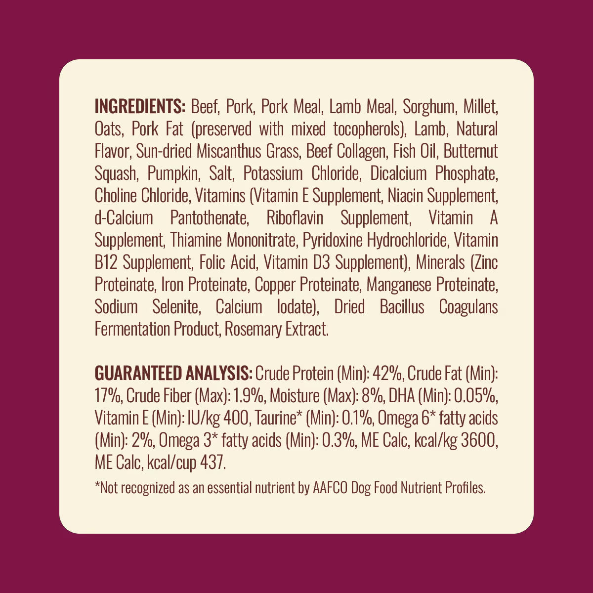 Natural Farm Fresh Beef Recipe with Collagen Dry Dog Food, 4-lb bag