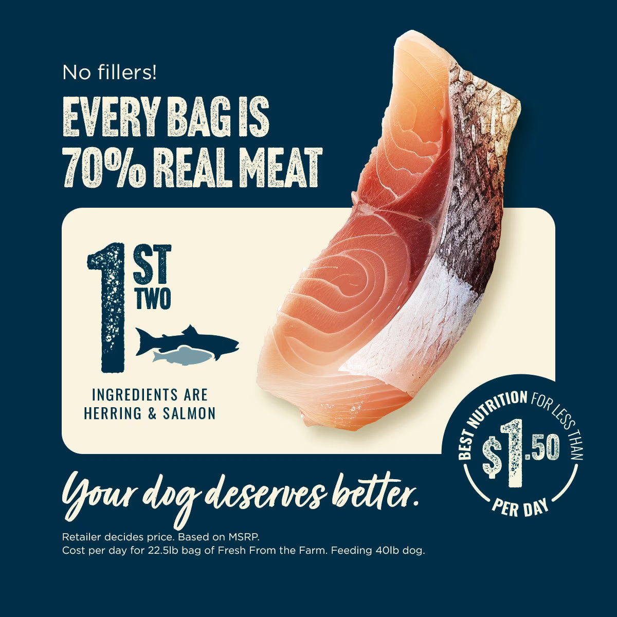 Natural Farm Fresh Salmon Recipe with Collagen Dry Dog Food, 4-lb bag