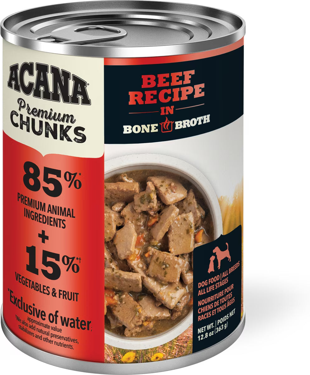 ACANA Premium Chunks Beef in Bone Broth Grain-Free Wet Dog Food 12.8OZ