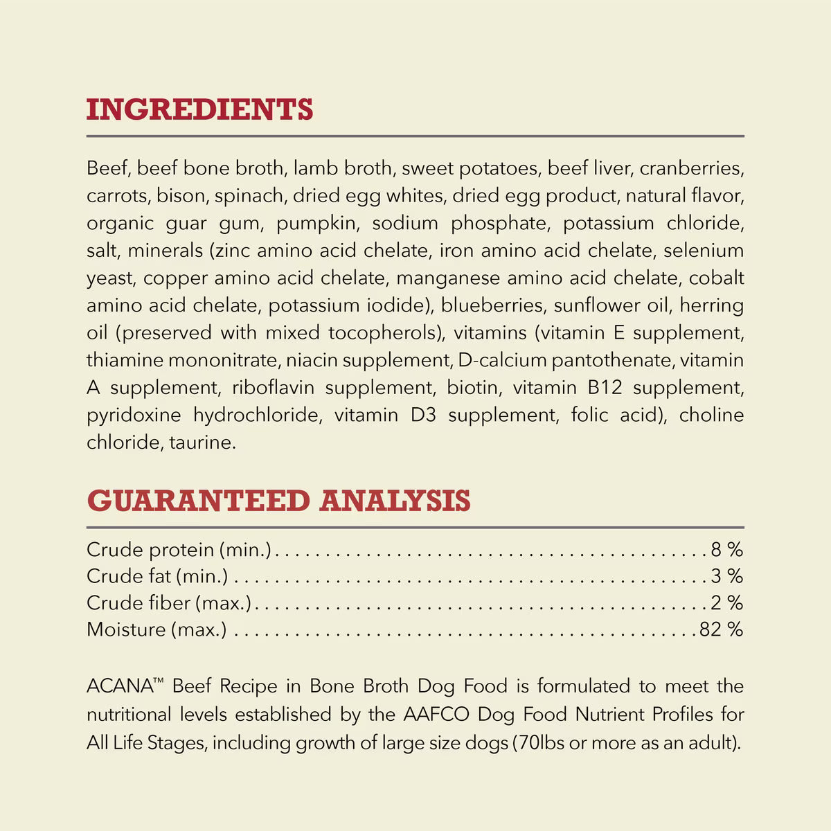 ACANA Premium Chunks Beef in Bone Broth Grain-Free Wet Dog Food 12.8OZ